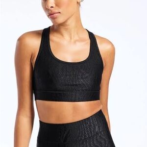 Bandier Tempo Crop Jacquard Bra In Black